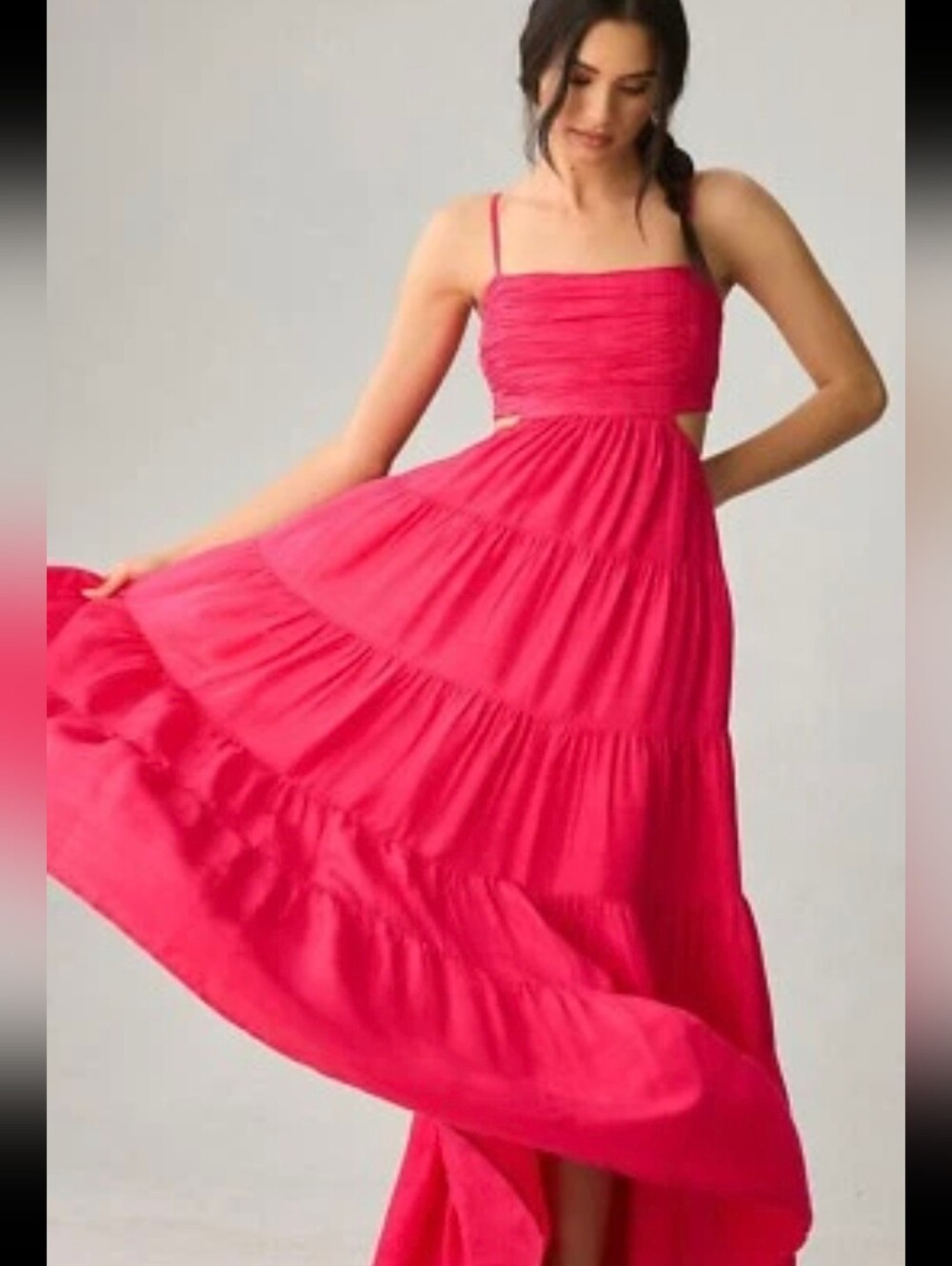 Anthropologie Let Me Be Cutout Tiered Dress Sz LARGE